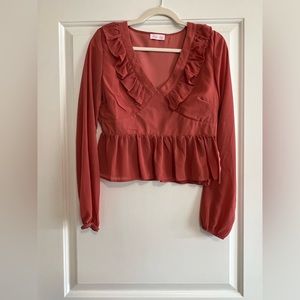 Pink Lily Long Sleeve Pink Blouse